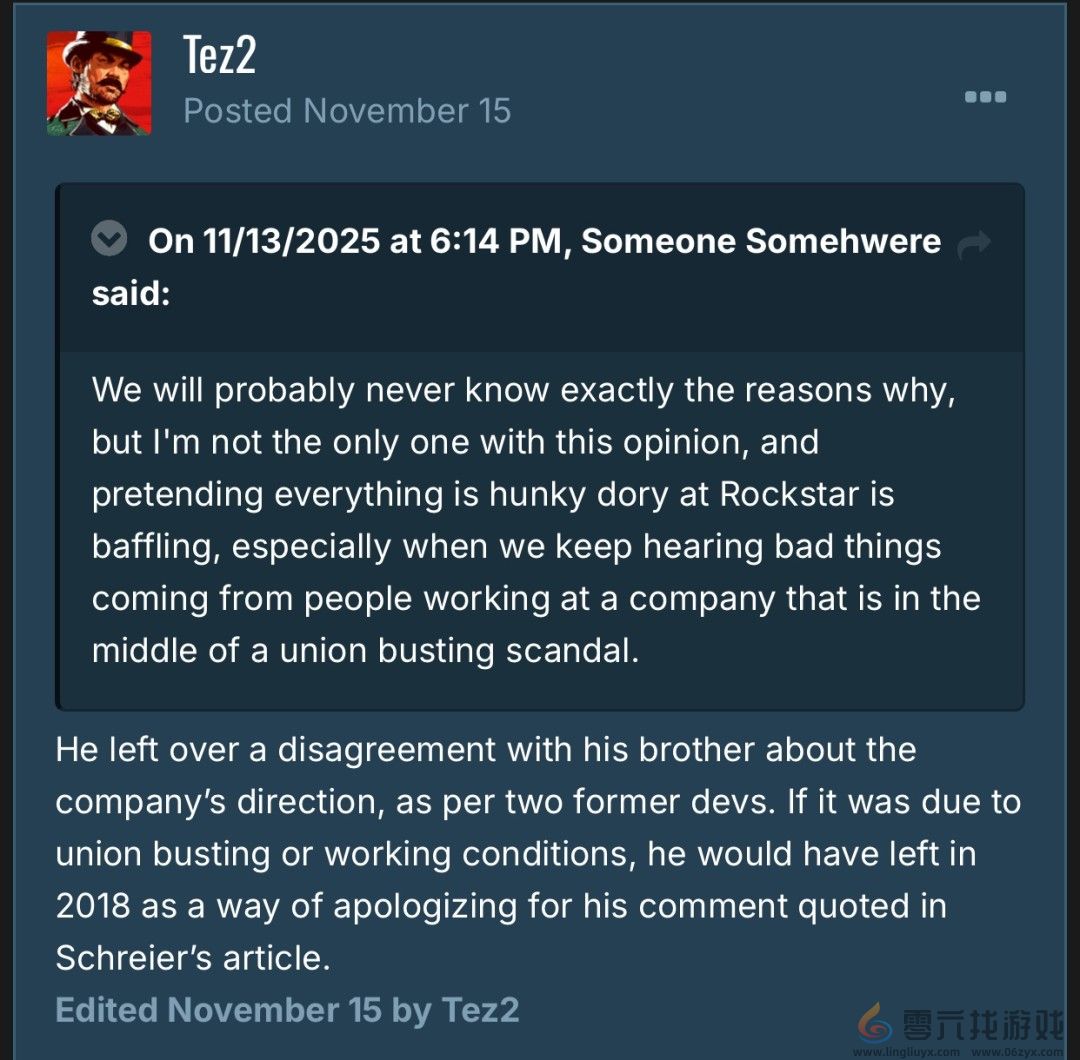 R星联合创始人离开原因揭晓 批评当前游戏太商业化(图2)